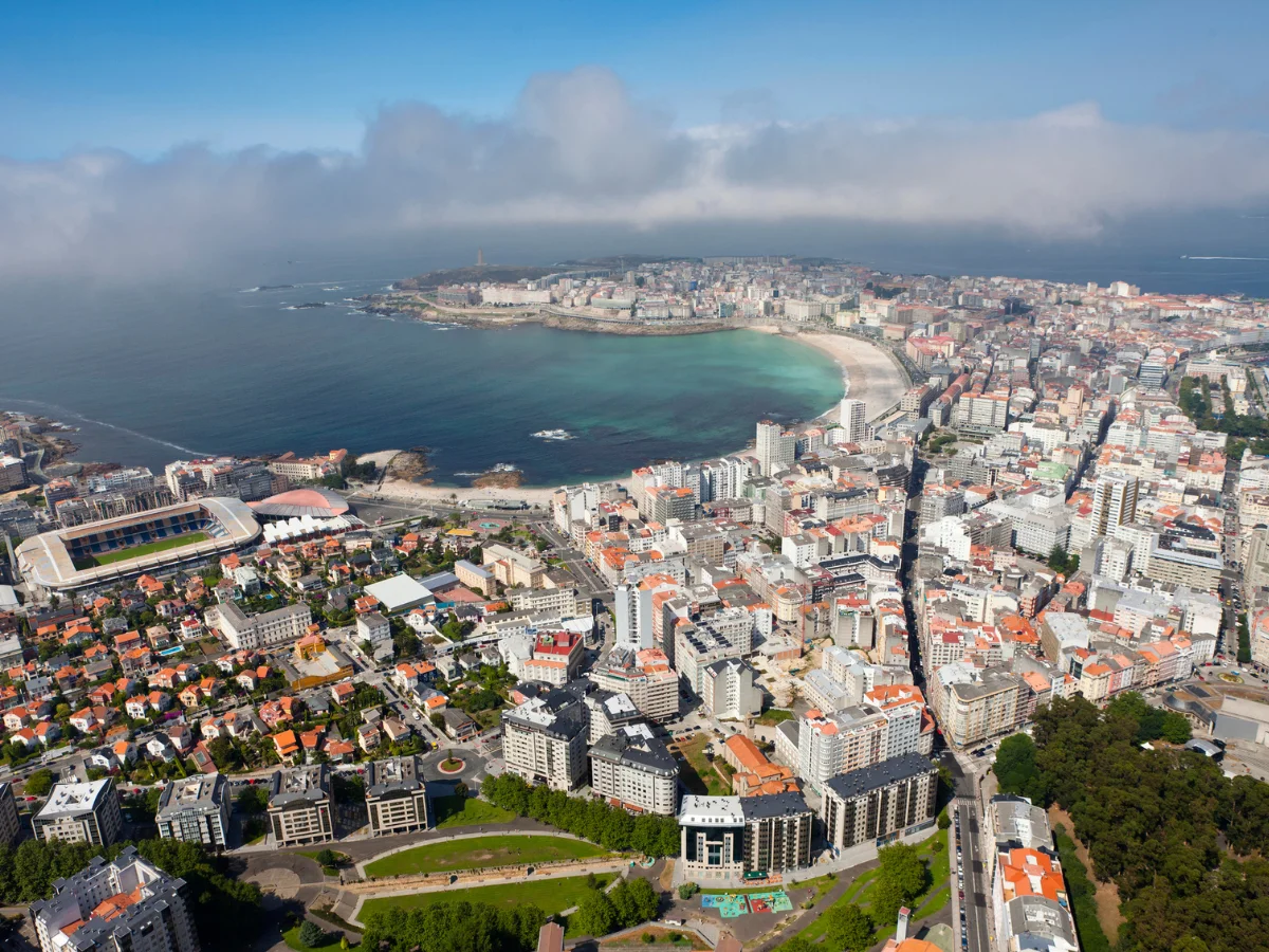 Aerial view of Coruña, Spain