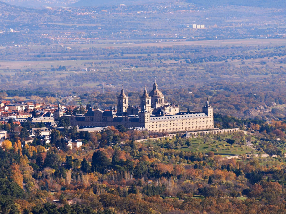 Aerial view of the Royal Monastery of San Lorenzo de El Escorial in Spain