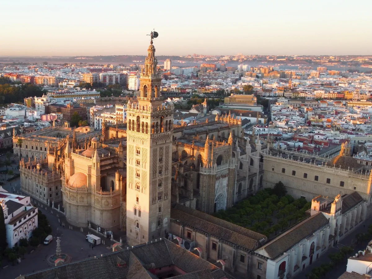 Aerial view of the cathedral in Seville