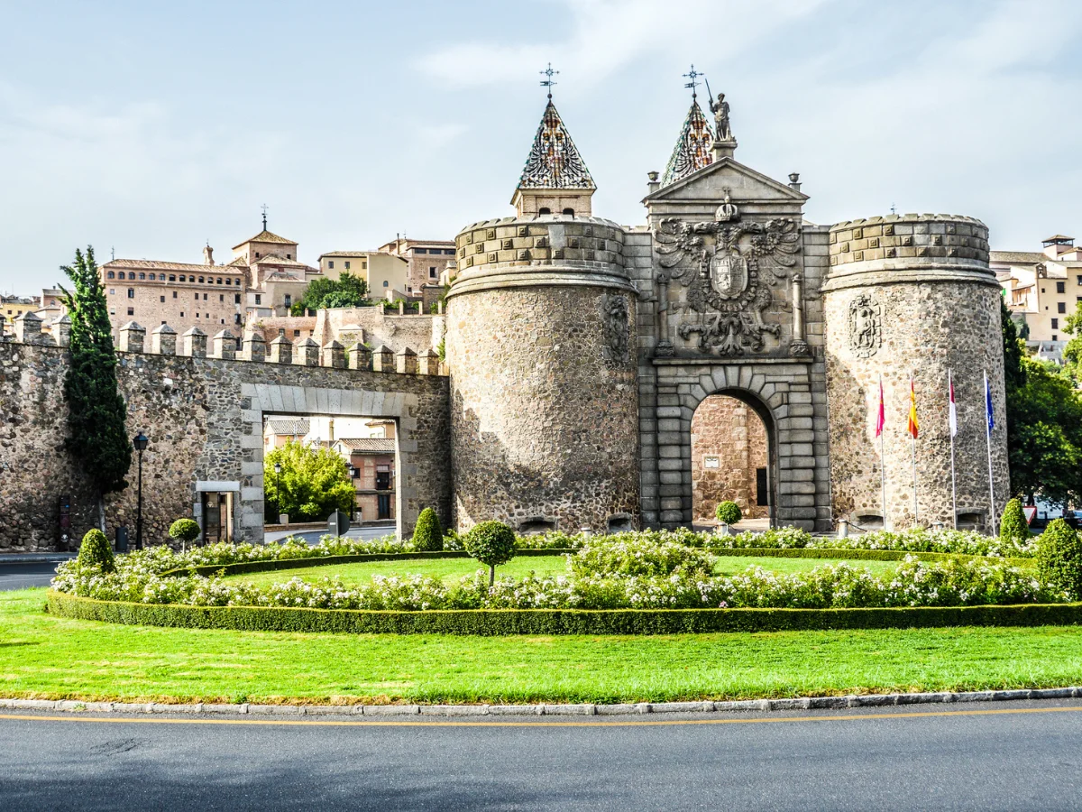 Ancient city walls and gate in Toledo