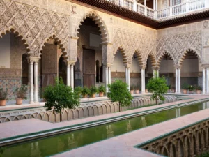 Patio de las Doncellas is a courtyard in the Alcazar Palace