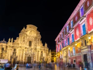 Santa Maria Cathedral and Episcopal Palace on Belluga Square in Murcia