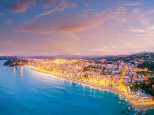 Sunset in the beautiful city Lloret de Mar, Catalonia