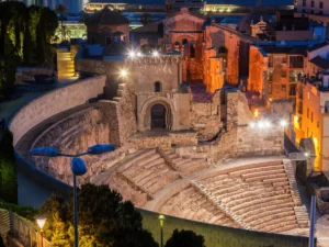 The Roman theater in Cartagena during night