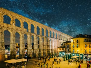 The historical city Segovia at night
