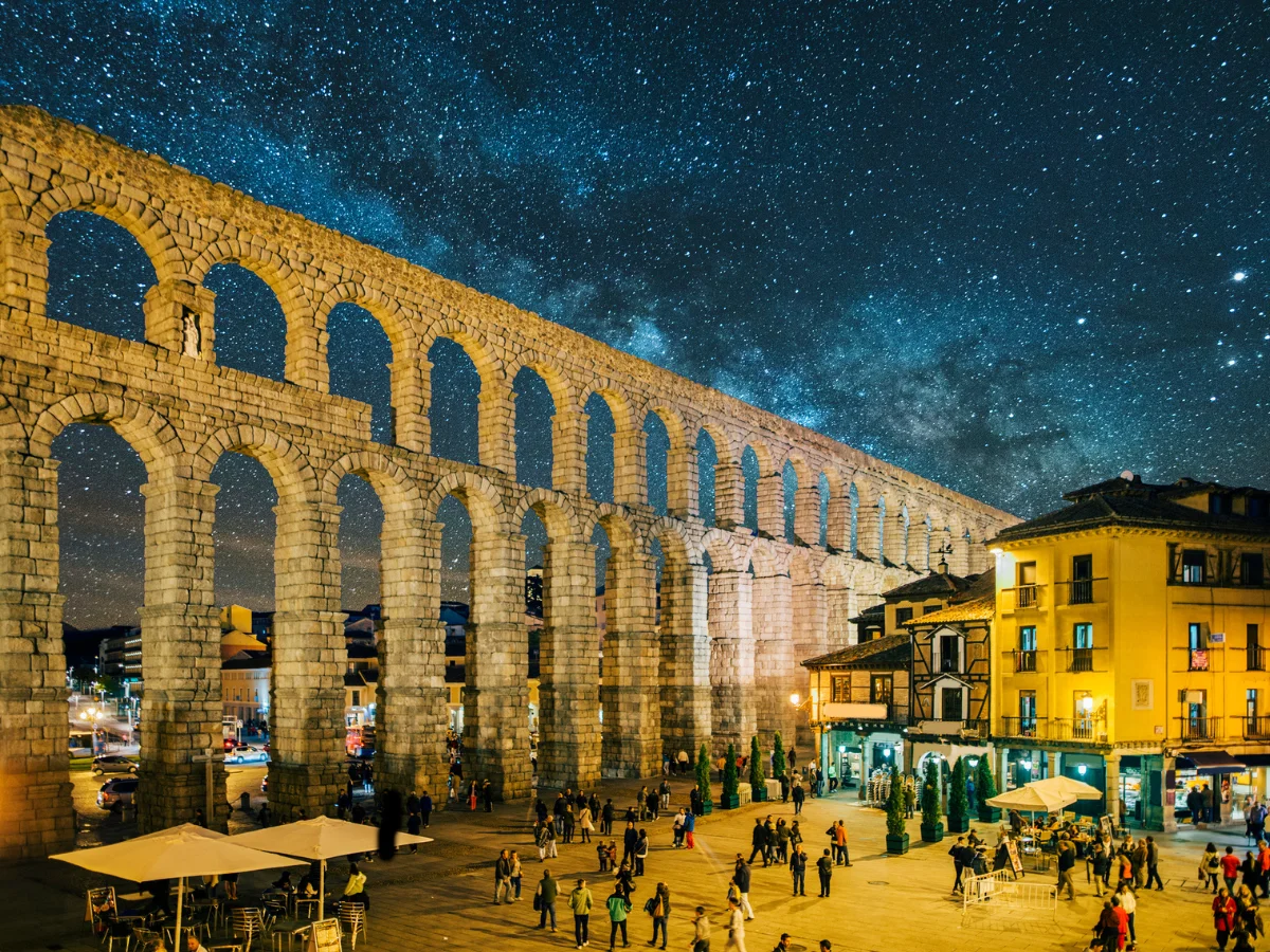 The historical city Segovia at night