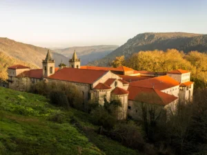 View of the Monastery of Santo Estevo Ribas de Sil in Galicia