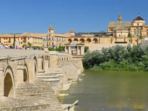 View of the Roman bridge and the city of Cordoba