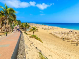 Walking along the sea in Morro Jable town in Fuerteventura
