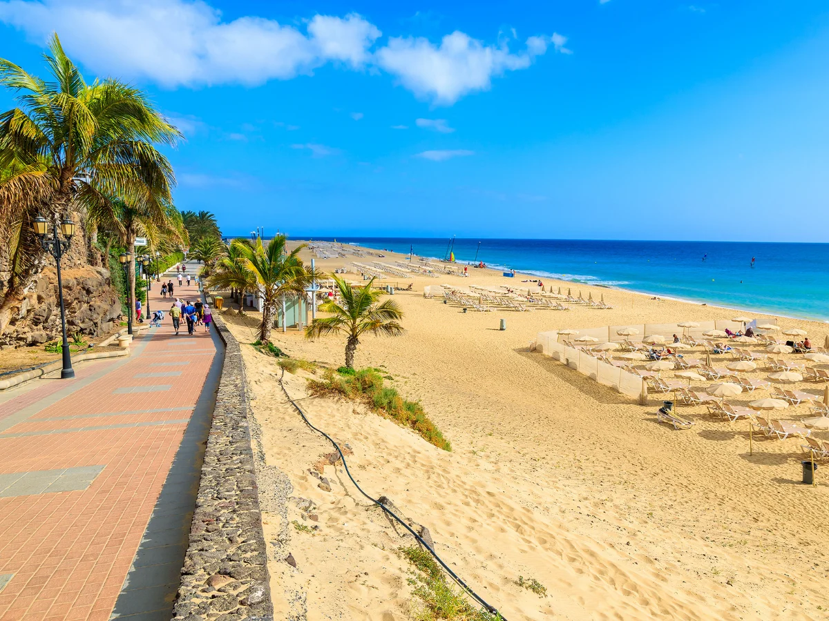 Walking along the sea in Morro Jable town in Fuerteventura