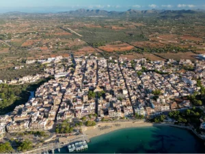 Aerial view of Porto Cristo on Mallorca