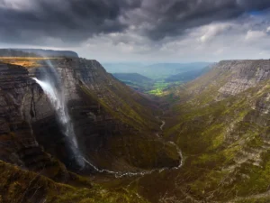 Explore the beautiful Nervión waterfall in the Basque country in Spain
