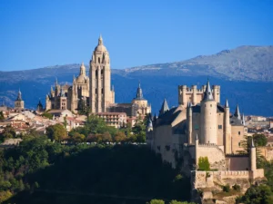 View of the Alcazar Castle in Segovia and city